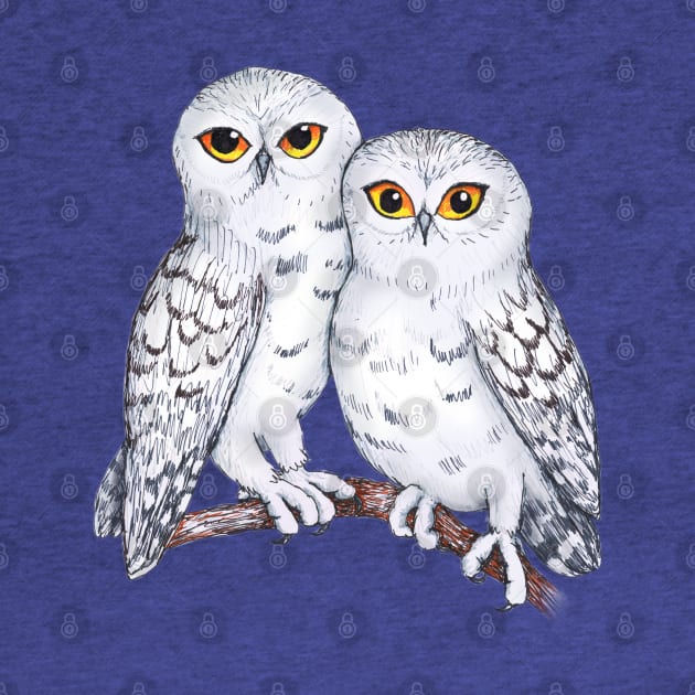 Two lovely snowy owls by Bwiselizzy